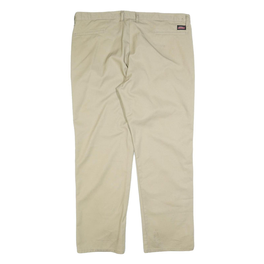 DICKIES Mens Regular Fit Beige Cotton Blend Trousers W40 L32 Workwear Zip