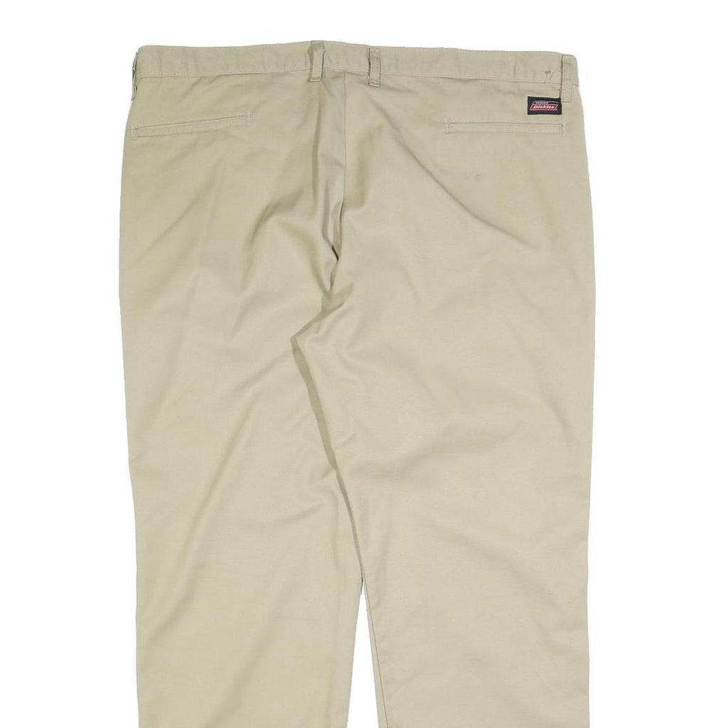 DICKIES Mens Regular Fit Beige Cotton Blend Trousers W40 L32 Workwear Zip