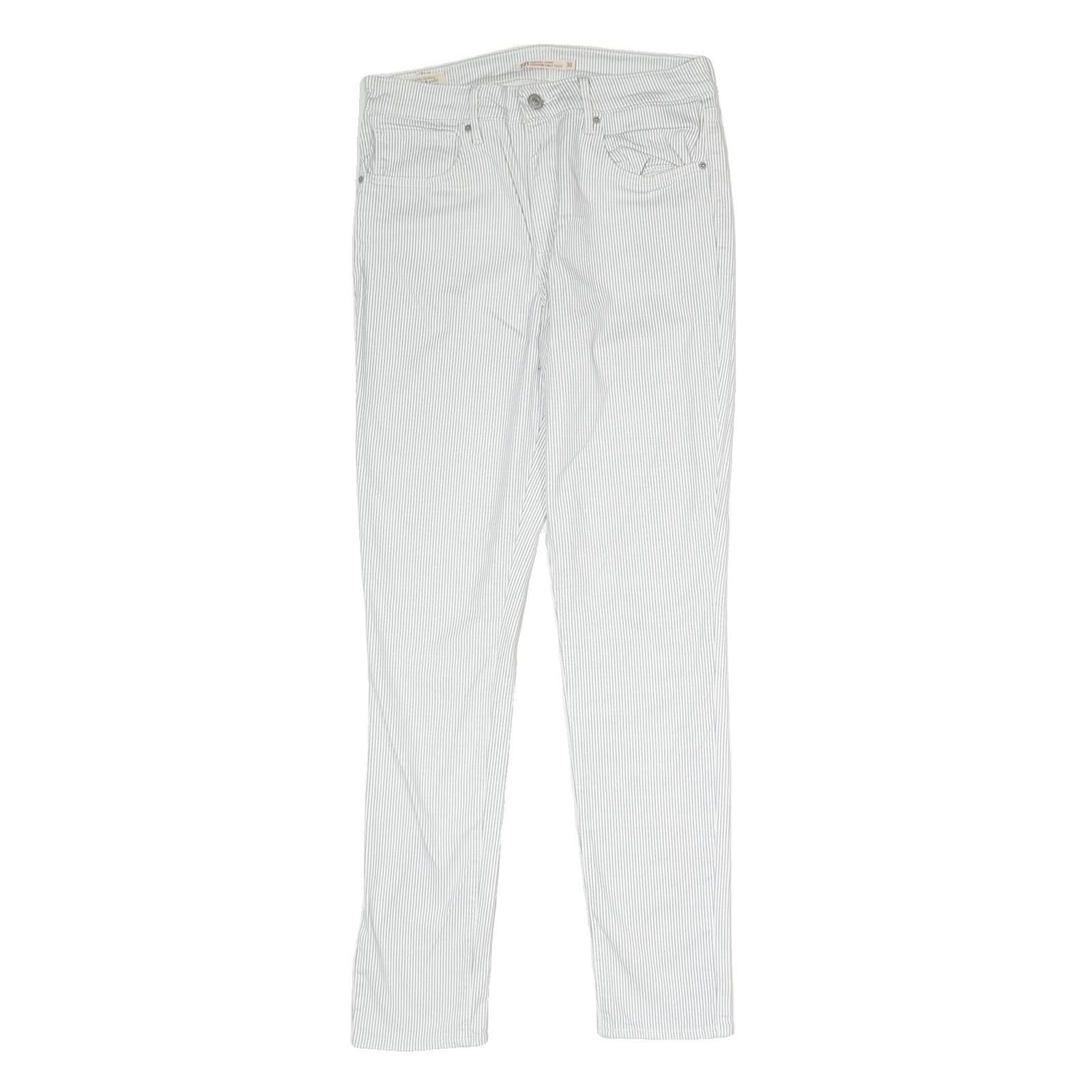 LEVI'S Womens Cotton Blend Slim Fit White Trousers W30 L29 Casual Zip Closure