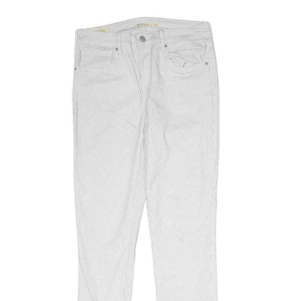 LEVI'S Womens Cotton Blend Slim Fit White Trousers W30 L29 Casual Zip Closure