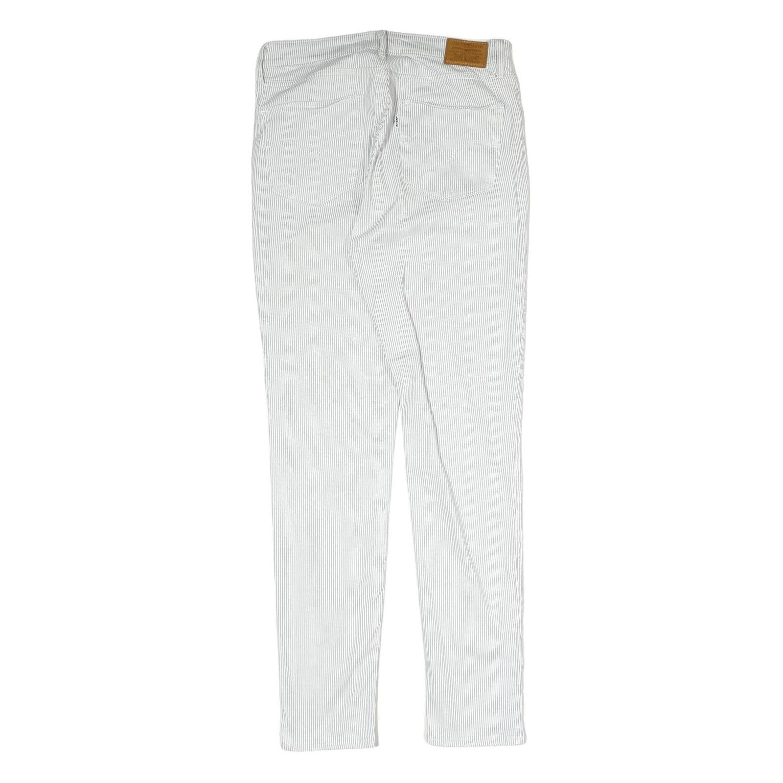 LEVI'S Womens Cotton Blend Slim Fit White Trousers W30 L29 Casual Zip Closure