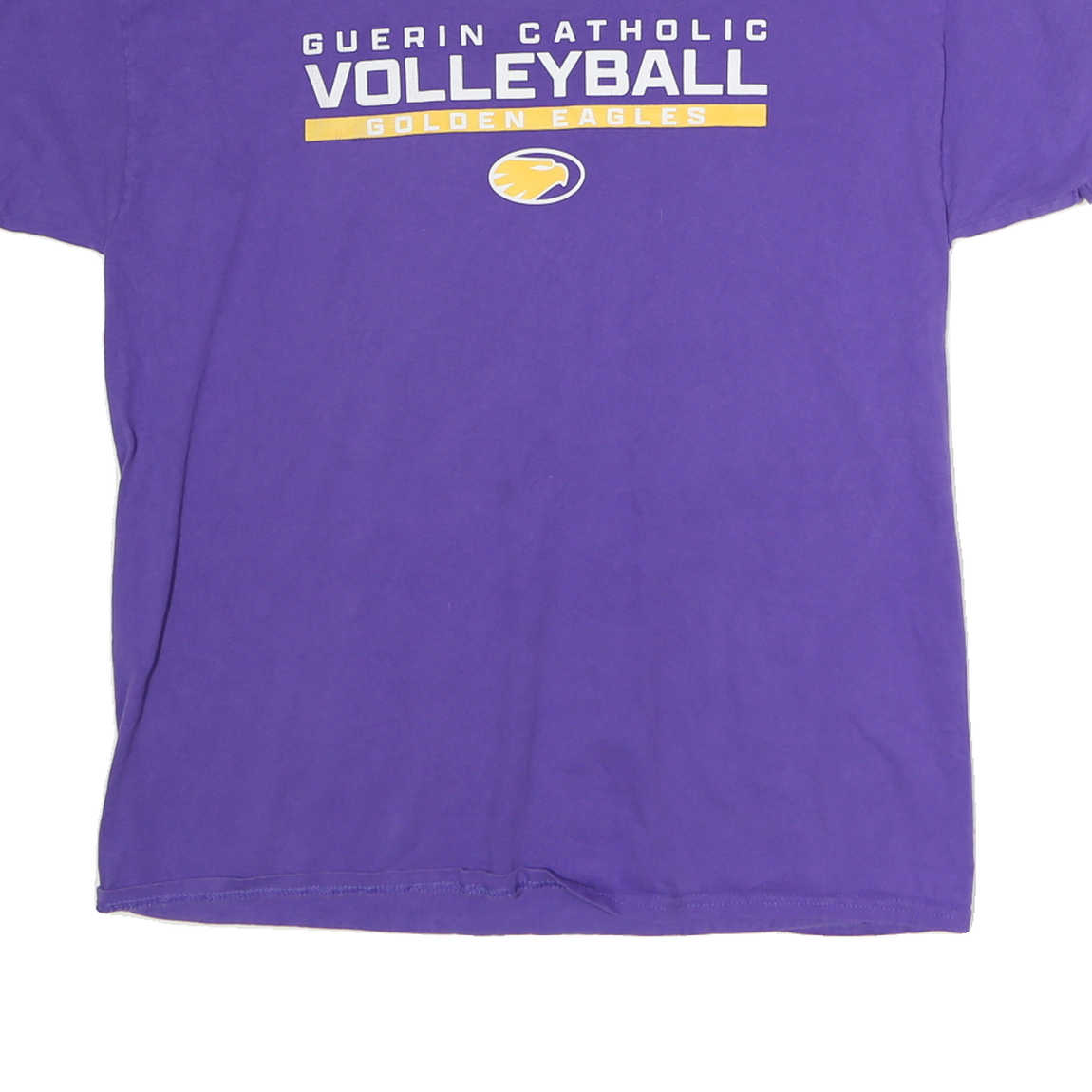 HANES Mens Purple Guerin Catholic Volleyball Graphic T-Shirt L Short Sleeve Crew