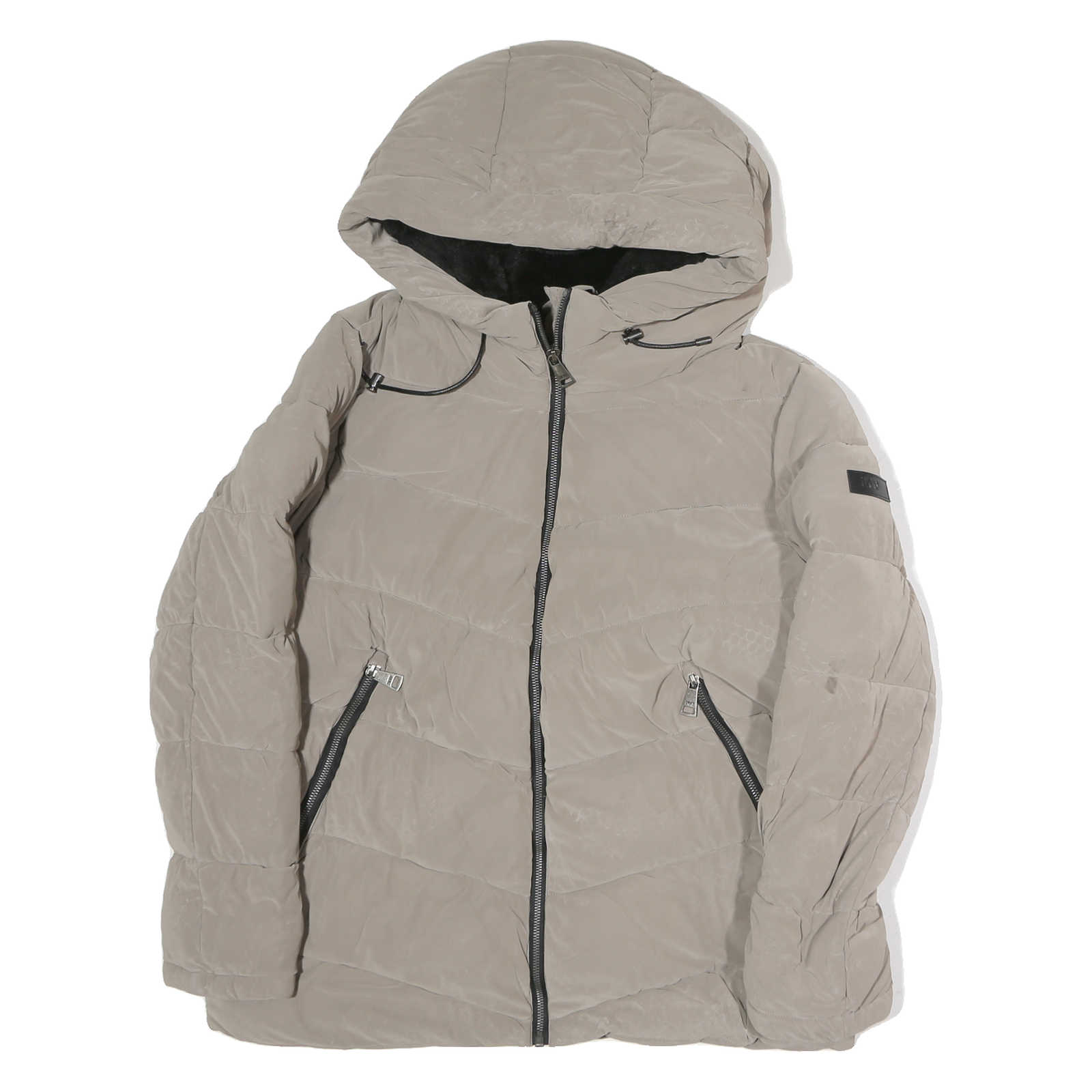 DKNY Womens Beige Jacket M Polyester Blend Plain Hooded Zip Casual Outerwear