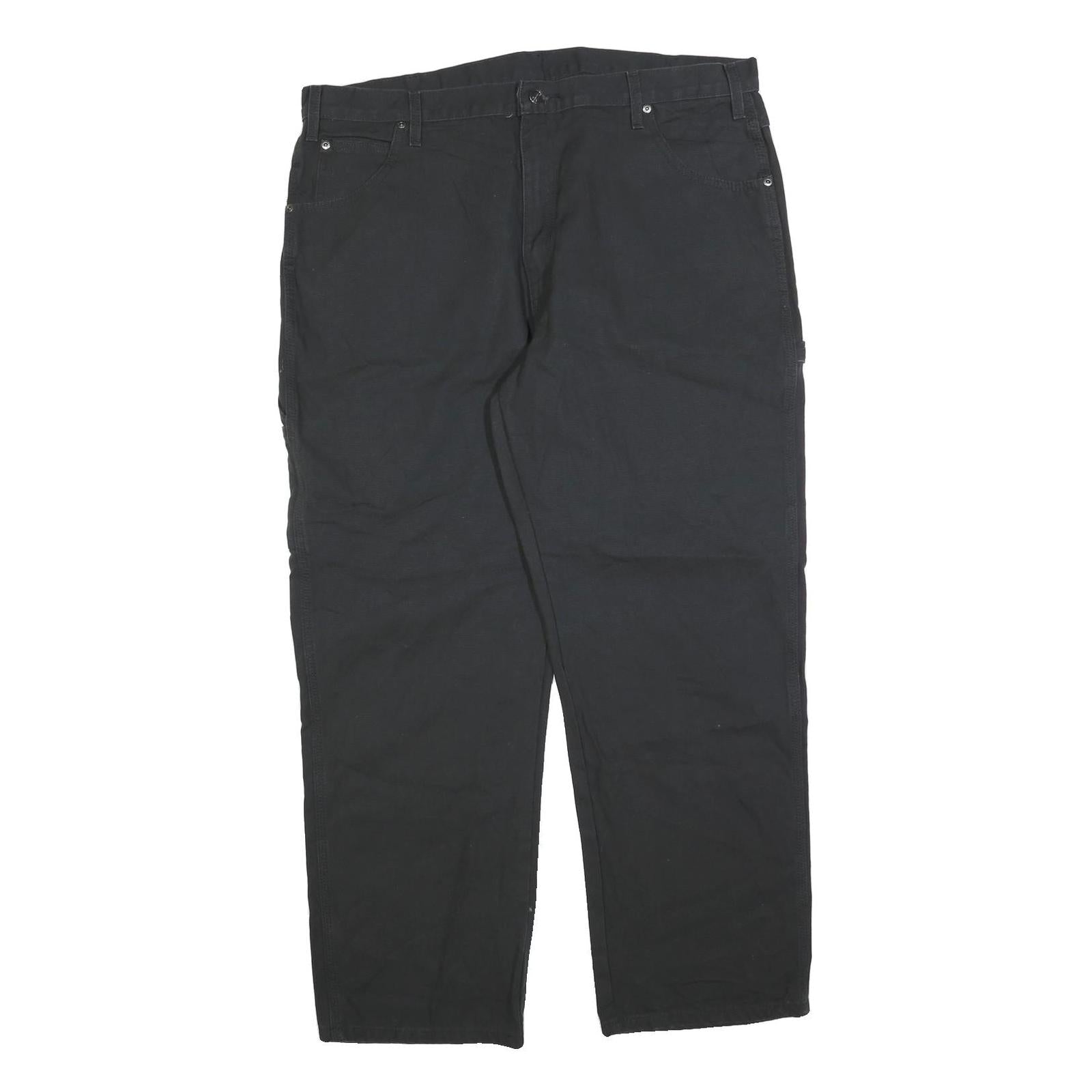 DICKIES Mens Black Regular Fit Denim Jeans W40 L30 Workwear Durable Zip