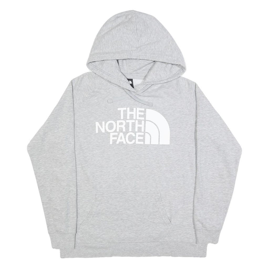 THE NORTH FACE Womens Grey Hoodie L Cotton Blend Casual Pullover Sweatshirt