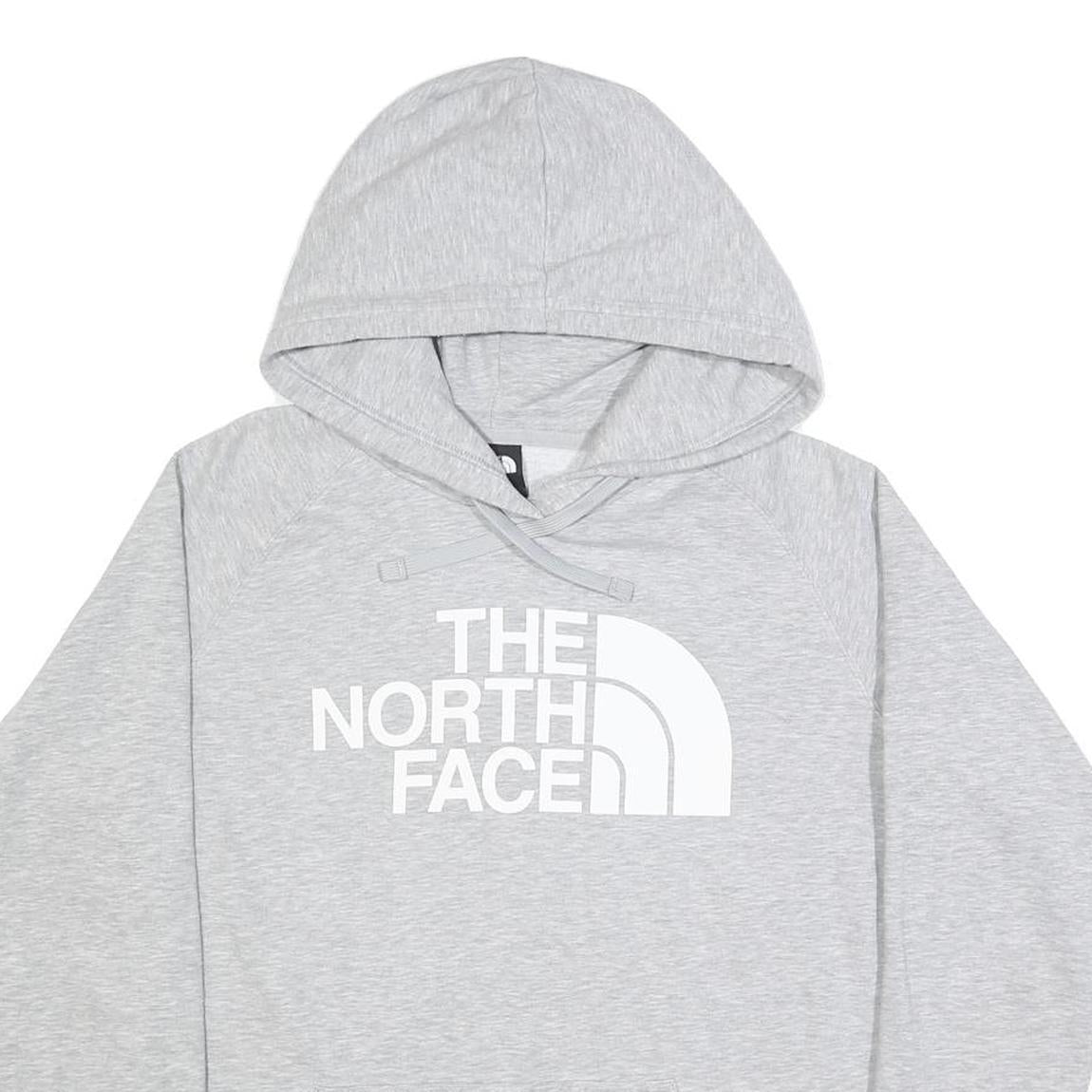 THE NORTH FACE Womens Grey Hoodie L Cotton Blend Casual Pullover Sweatshirt