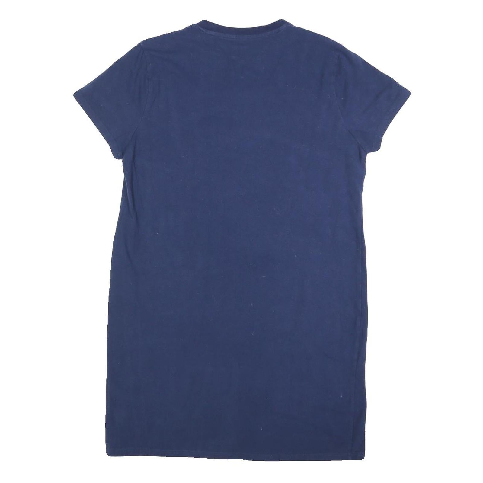 CHAMPION Womens Navy Blue Cotton Blend Bodycon Jersey Short Sleeve Mini Dress M