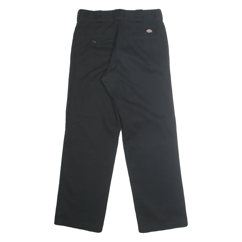 DICKIES Mens Classic Black Polyester Blend Trousers W30 L30 Workwear Zip Closure