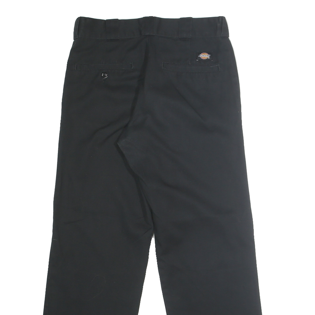 DICKIES Mens Classic Black Polyester Blend Trousers W30 L30 Workwear Zip Closure