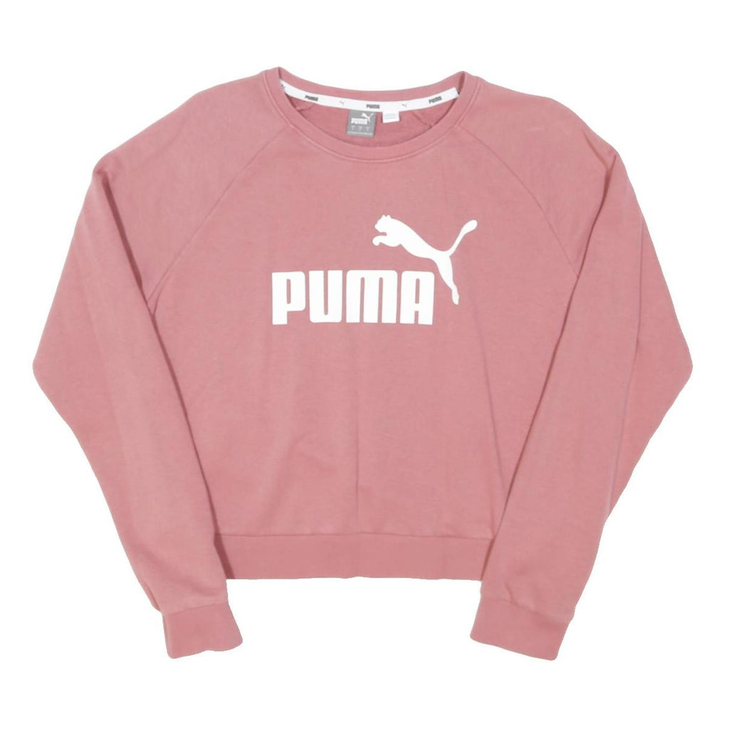 PUMA Womens Pink Cotton Blend Crew Neck UK 12 Sweatshirt Logo Print Casual