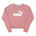 PUMA Womens Pink Cotton Blend Crew Neck UK 12 Sweatshirt Logo Print Casual