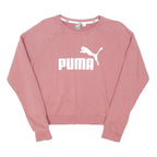 PUMA Womens Pink Cotton Blend Crew Neck UK 12 Sweatshirt Logo Print Casual