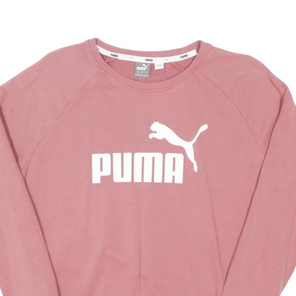 PUMA Womens Pink Cotton Blend Crew Neck UK 12 Sweatshirt Logo Print Casual