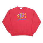 SGT. LEISURE Womens Red Embroidered Fish Crew Neck XL Cotton Blend Sweatshirt