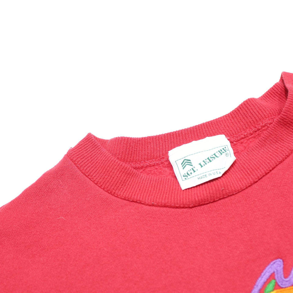 SGT. LEISURE Womens Red Embroidered Fish Crew Neck XL Cotton Blend Sweatshirt