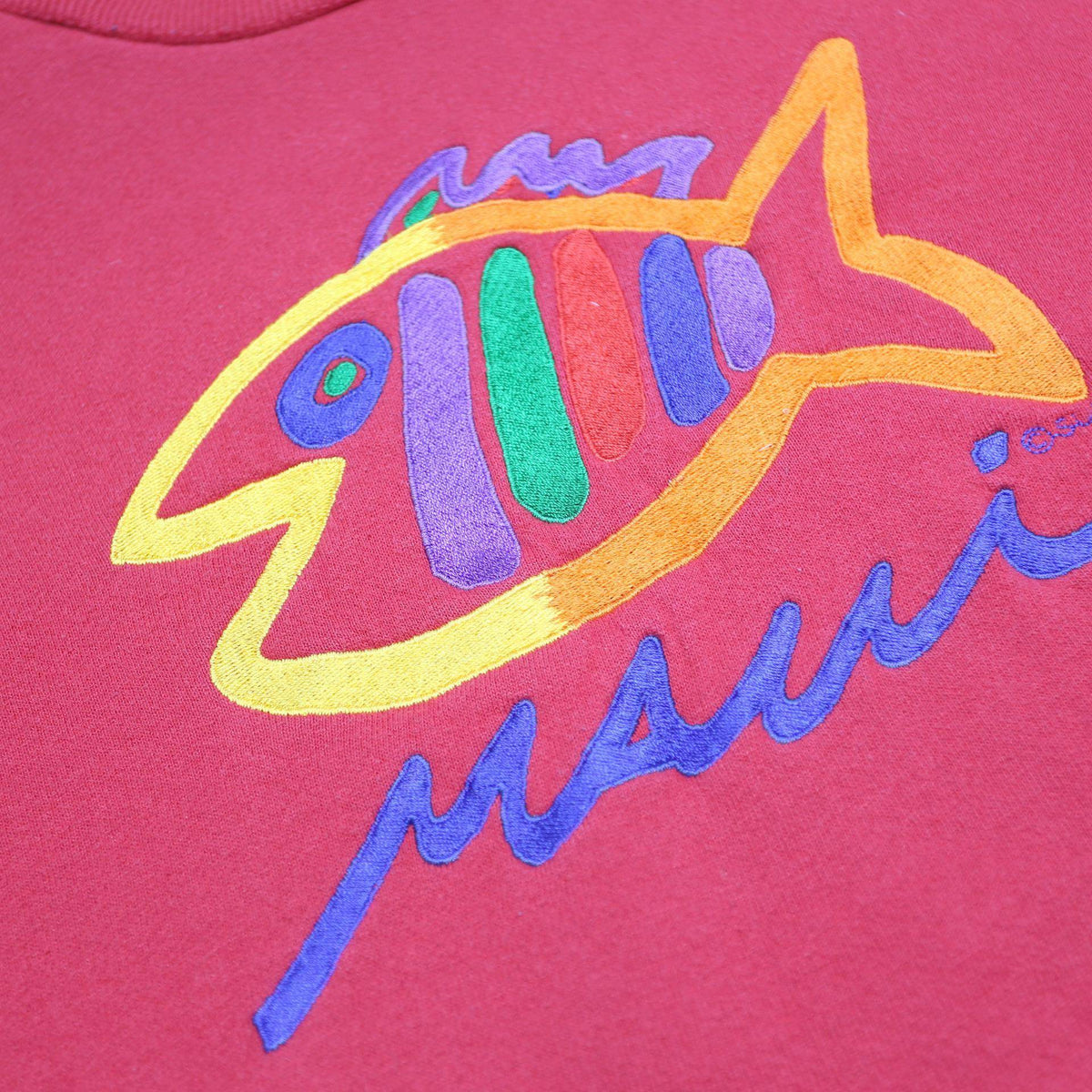 SGT. LEISURE Womens Red Embroidered Fish Crew Neck XL Cotton Blend Sweatshirt