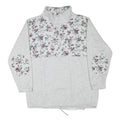 Womens Grey Floral Print Half Zip Sweatshirt M Cotton Blend Casual Style