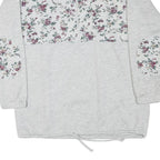 Womens Grey Floral Print Half Zip Sweatshirt M Cotton Blend Casual Style