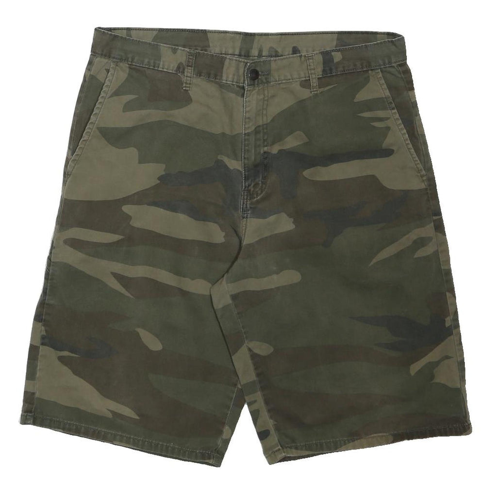 DICKIES Mens Shorts Green Camouflage Casual L W36 Workwear Cotton Blend