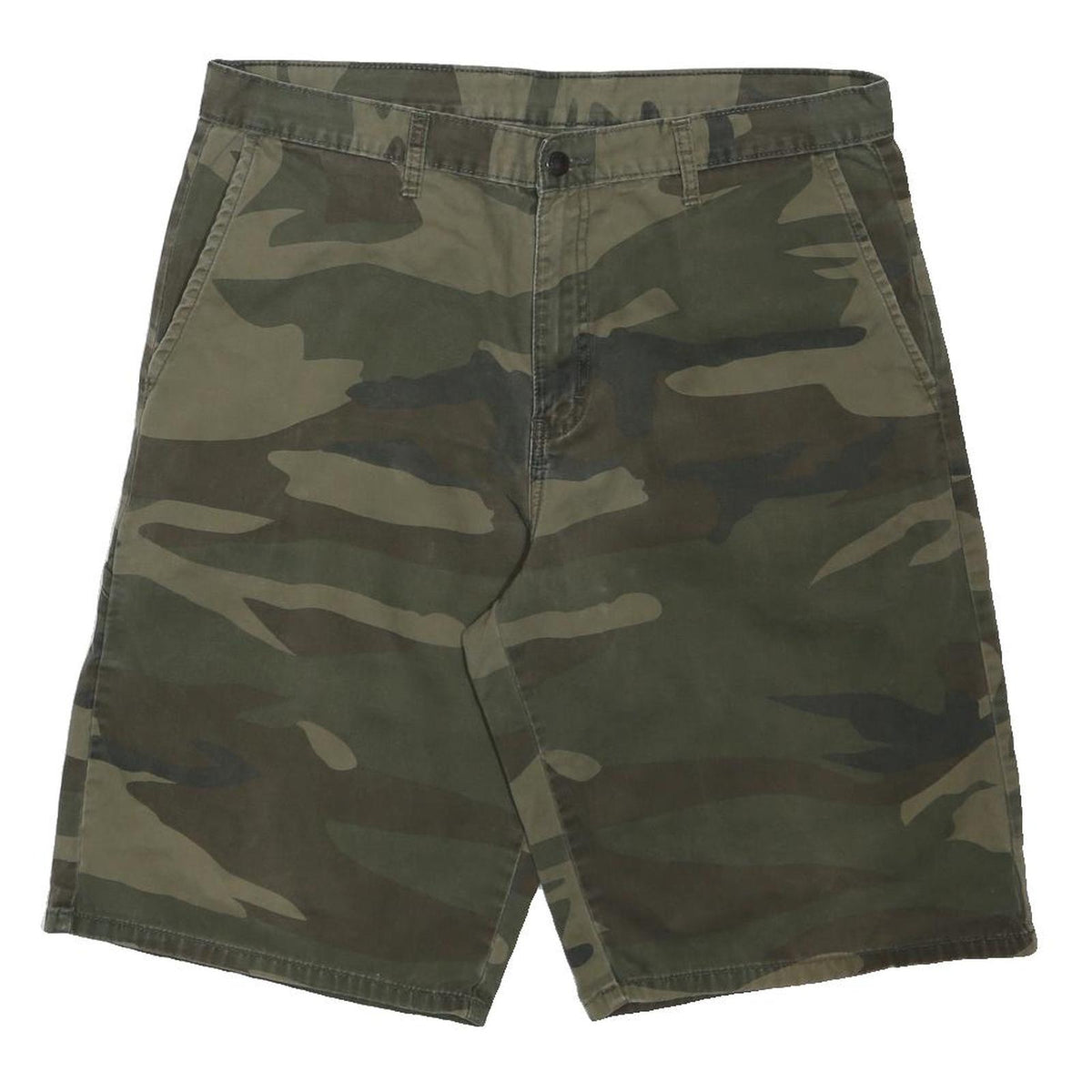 DICKIES Mens Shorts Green Camouflage Casual L W36 Workwear Cotton Blend