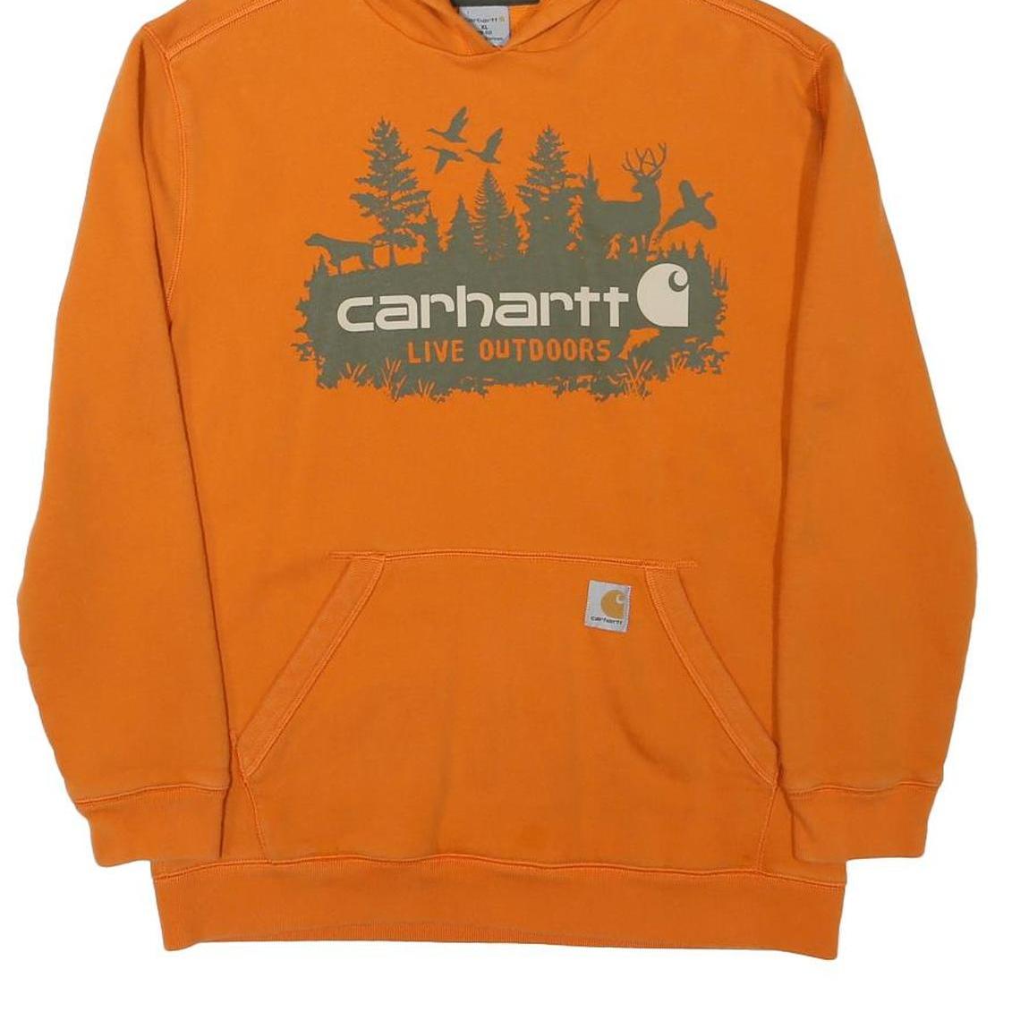 CARHARTT Boys Orange Live Outdoors Pullover Hoodie XL Cotton Blend