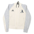 ADIDAS Womens Cream & Grey Colourblock Cotton Blend Coach Jacket M Jersey Zip