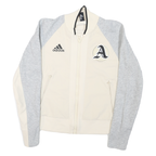 ADIDAS Womens Cream & Grey Colourblock Cotton Blend Coach Jacket M Jersey Zip
