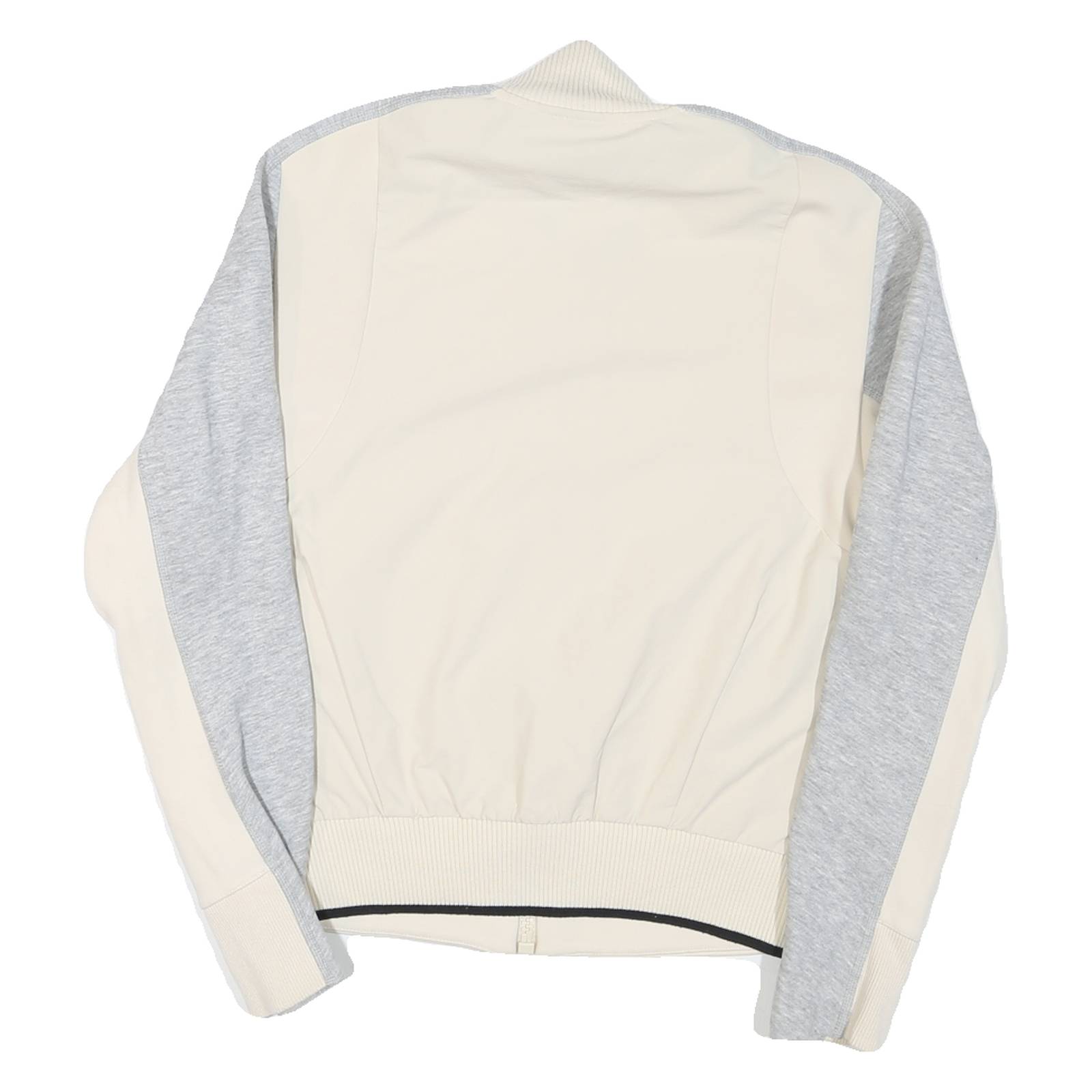 ADIDAS Womens Cream & Grey Colourblock Cotton Blend Coach Jacket M Jersey Zip