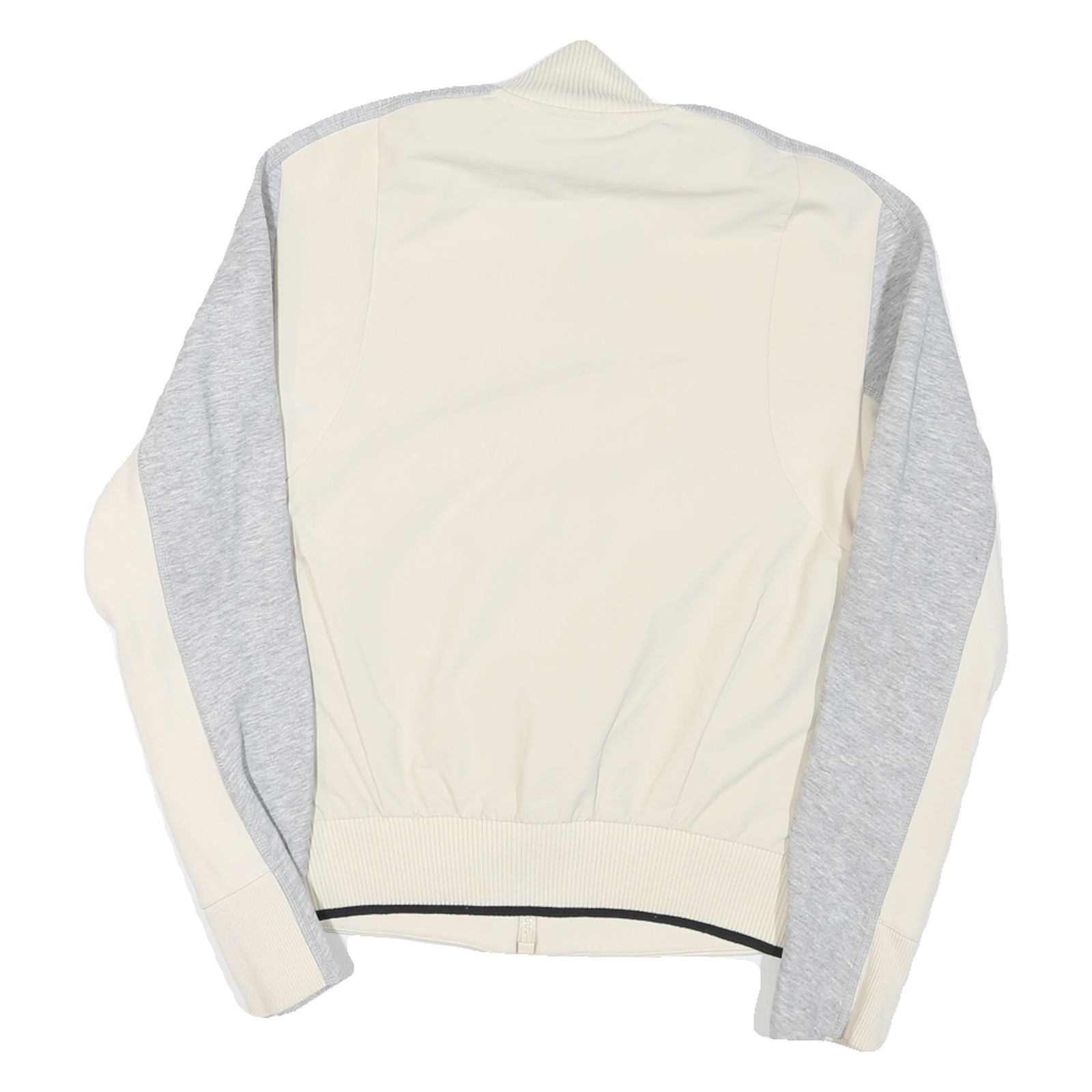 ADIDAS Womens Cream & Grey Colourblock Cotton Blend Coach Jacket M Jersey Zip