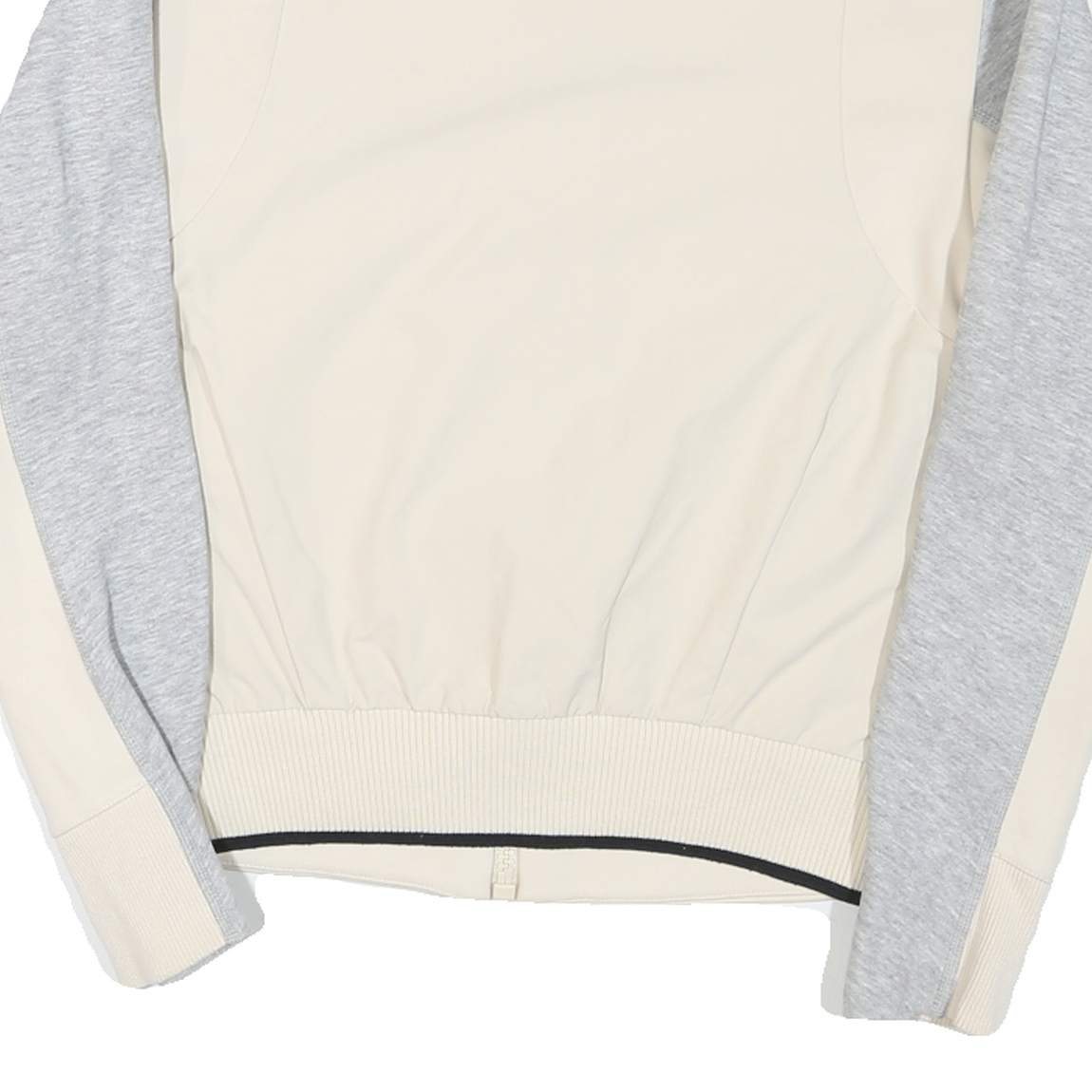 ADIDAS Womens Cream & Grey Colourblock Cotton Blend Coach Jacket M Jersey Zip