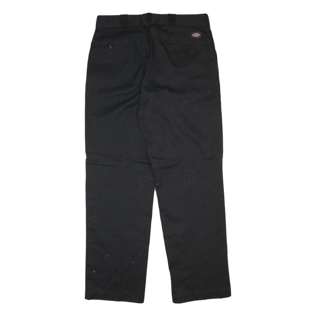 DICKIES Mens Regular Fit Black Cotton Blend Trousers W34 L31 Workwear Zip