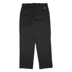 DICKIES Mens Regular Fit Black Cotton Blend Trousers W34 L31 Workwear Zip