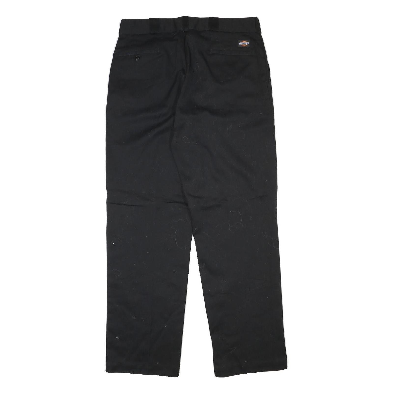 DICKIES Mens Regular Fit Black Cotton Blend Trousers W34 L31 Workwear Zip