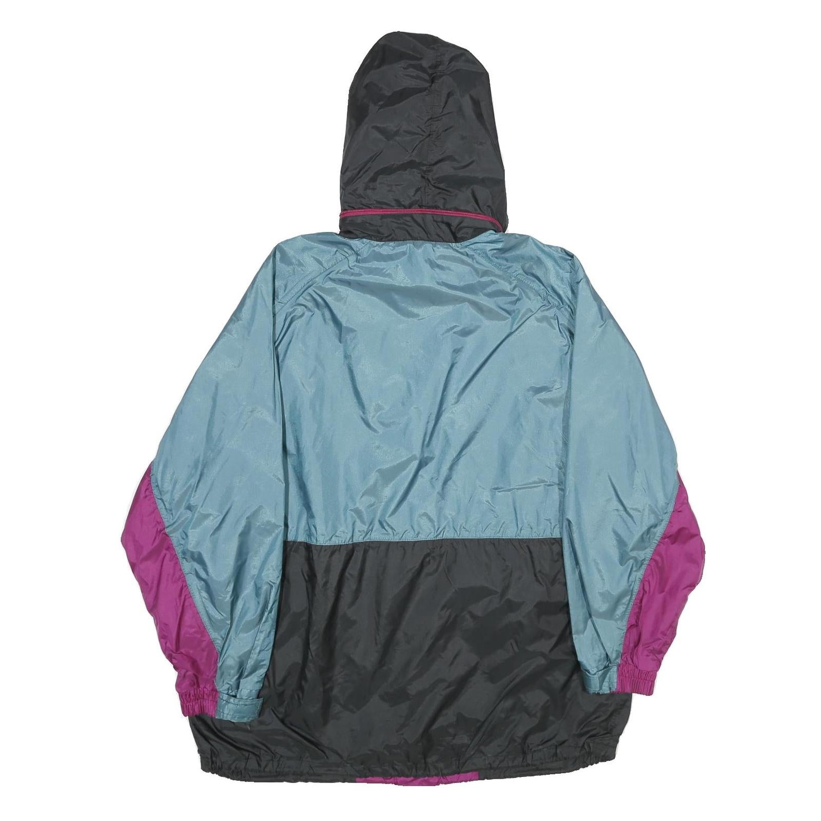 JEANTEX Mens Blue & Purple Nylon Hooded Pullover Jacket M Lightweight Sportswear