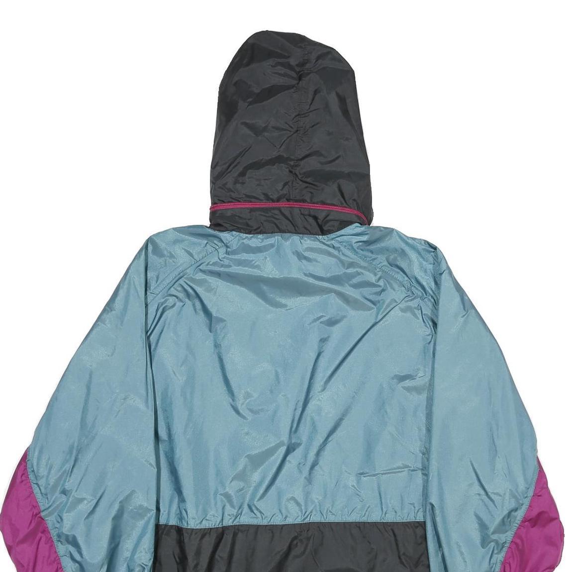 JEANTEX Mens Blue & Purple Nylon Hooded Pullover Jacket M Lightweight Sportswear