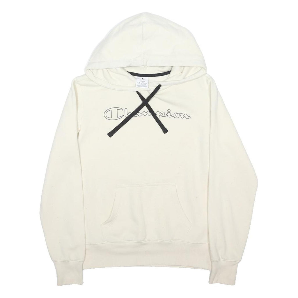 CHAMPION Womens White Cotton Blend Hoodie S Hooded Sweatshirt Casual