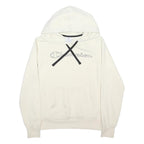 CHAMPION Womens White Cotton Blend Hoodie S Hooded Sweatshirt Casual