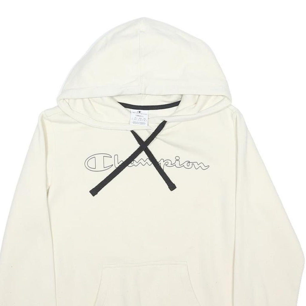 CHAMPION Womens White Cotton Blend Hoodie S Hooded Sweatshirt Casual