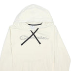 CHAMPION Womens White Cotton Blend Hoodie S Hooded Sweatshirt Casual