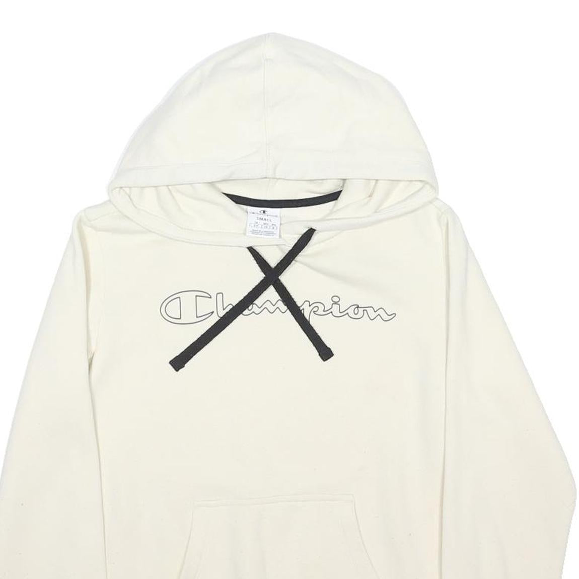 CHAMPION Womens White Cotton Blend Hoodie S Hooded Sweatshirt Casual