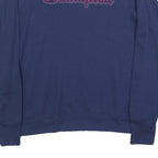 CHAMPION Womens Blue Crew Neck L Embroidered Logo Sweatshirt Long Sleeve