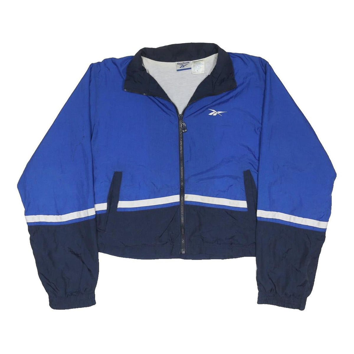 REEBOK Womens Blue & Navy Zip Jacket M Nylon Casual Sportswear