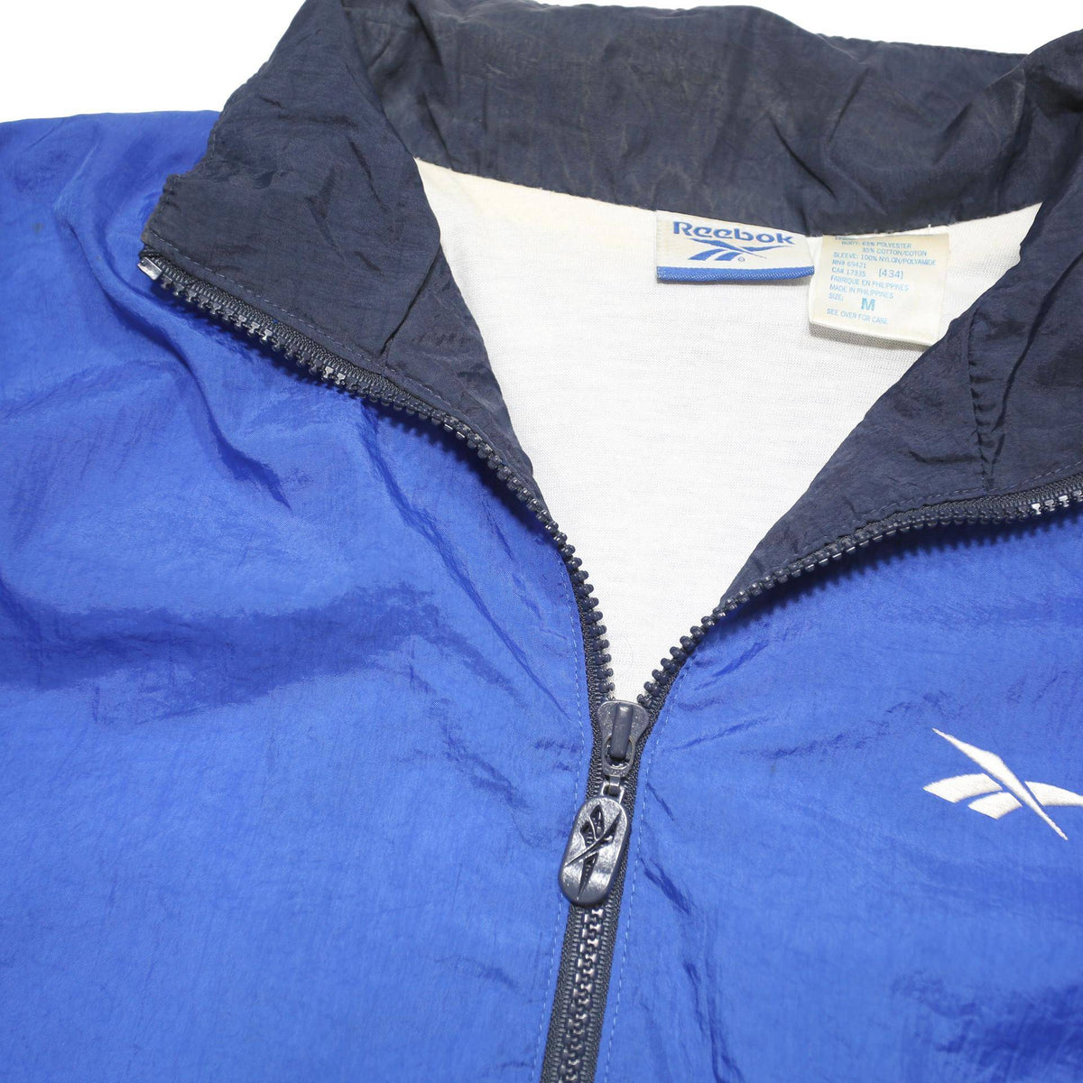 REEBOK Womens Blue & Navy Zip Jacket M Nylon Casual Sportswear