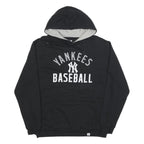 FANATICS Mens Black Yankees Baseball Hoodie L Cotton Blend Pullover Hoodie