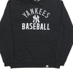 FANATICS Mens Black Yankees Baseball Hoodie L Cotton Blend Pullover Hoodie