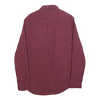 TOMMY HILFIGER Mens Red & Navy Checked Shirt M Cotton Blend Classic Fit Button