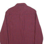 TOMMY HILFIGER Mens Red & Navy Checked Shirt M Cotton Blend Classic Fit Button