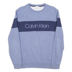CALVIN KLEIN Mens Blue & Navy Sweatshirt Crew Neck M Cotton Blend Casual