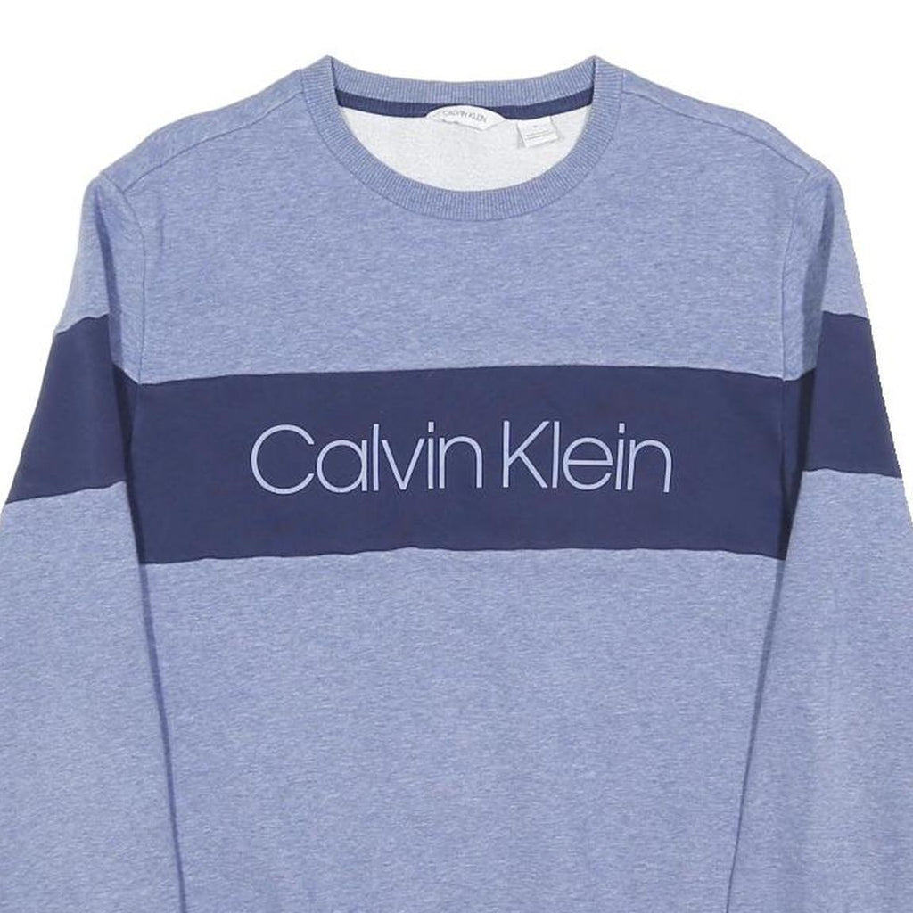 CALVIN KLEIN Mens Blue & Navy Sweatshirt Crew Neck M Cotton Blend Casual