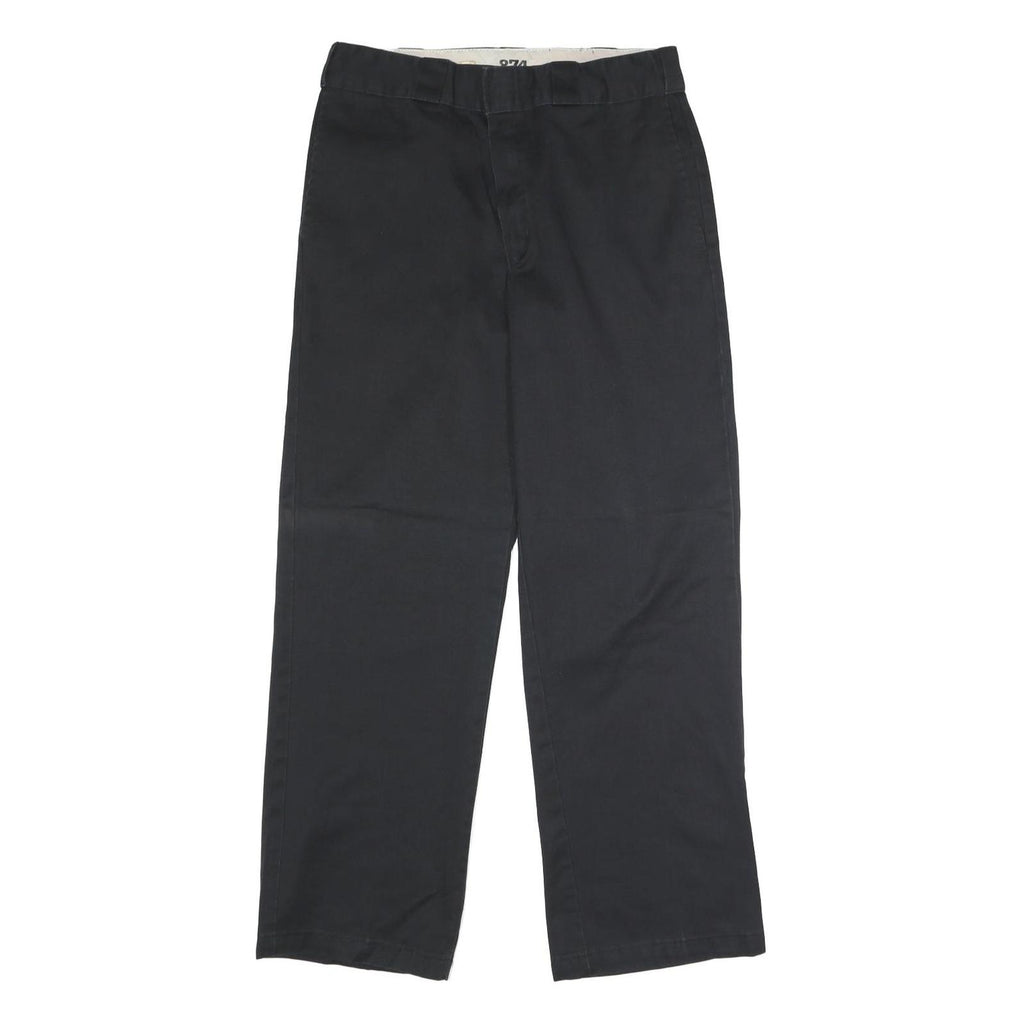 DICKIES Mens Polyester Blend Black Classic Straight Trousers W30 L30 Workwear